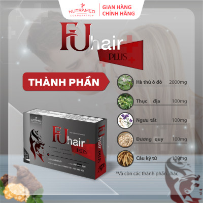 Viên uống Fuhair Plus - Nutramed hỗ trợ giảm rụng tóc, giúp đen tóc và chăm sóc tóc chắc khỏe (Hộp 30 viên)