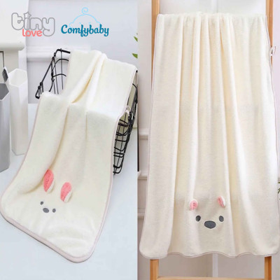 New - Khăn tắm/ chăn lông siêu mềm TinyLove 100% Coral velvet thấm hút nhanh, Size 70*140cm, hình dễ thương KT03
