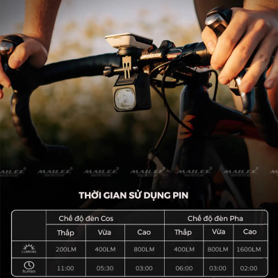 Đèn Xe Đạp Cao Cấp Magic CBL-1600 lumens, pin dung lượng 4000 mAh, tối đa 11h sáng, có chế độ cos/ pha cắt sáng tránh chói, đi kèm giá đỡ và remote (full đủ phụ kiện) - Mai Lee