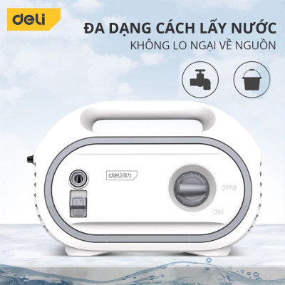 [TẶNG Ổ CẮM ĐIỆN + MIẾNG RỬA XE] Máy Xịt Rửa Mini Động Cơ Lõi Đồng Deli Cao Áp Chính Hãng 1 đổi 1 Bảo Hành 36 Tháng Rửa Xe Tưới Cây Vệ Sinh Nhà Cửa