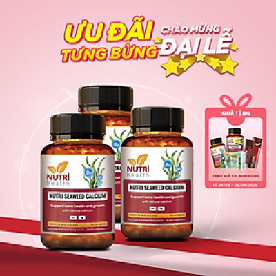 Bộ 3 Hộp Viên Uống Canxi hữu cơ nhập khẩu chính hãng Nutri Seaweed Calcium 60 viên