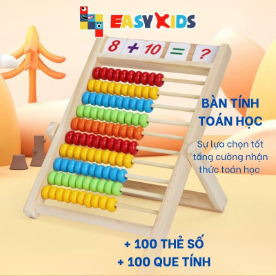 Đồ Chơi Giáo Dục Bàn Tính Toán Học Thông Minh Tặng Kèm 100 Thẻ Số 100 Que Tính Nhiều Màu