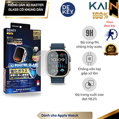 Miếng Dán Cường Lực Màn Hình Dành Cho Apple Watch Ultra Có Khung Dán Định Hình Dekey 3D Master Glass, chính hãng Japan_ Hàng Chính Hãng