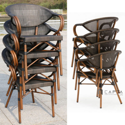 Bộ bàn cafe vuông mặt lưới Texilen ốp kính 4 ghế SL TE2029-70A / CC2005-A Nội thất Capta