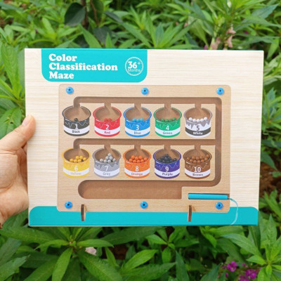 Bảng gỗ Montessori phân biệt màu sắc và số đếm cho bé - Bảng gỗ nhận biết màu sắc và số đếm cho bé - Orgavil 