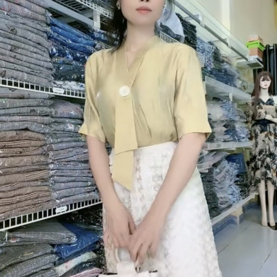 Set áo váy công sở cao cấp Myqlothing họa tiết hoa tao nhã.