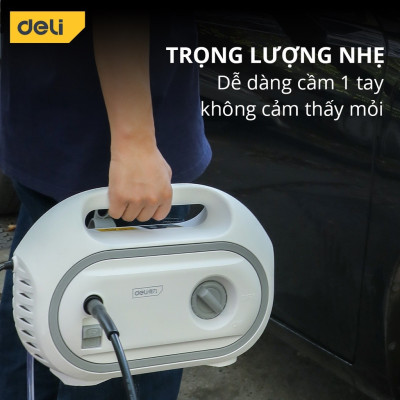 [TẶNG Ổ CẮM ĐIỆN + MIẾNG RỬA XE] Máy Xịt Rửa Mini Động Cơ Lõi Đồng Deli Cao Áp Chính Hãng 1 đổi 1 Bảo Hành 36 Tháng Rửa Xe Tưới Cây Vệ Sinh Nhà Cửa