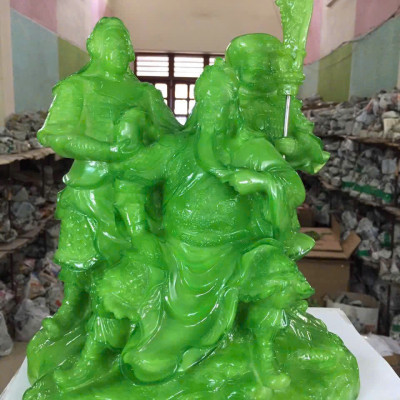 Bộ tượng Tam Thánh CTQ10 25 x 20.2 x 27.6cm mạ vàng hoặc màu xanh lựa chọn