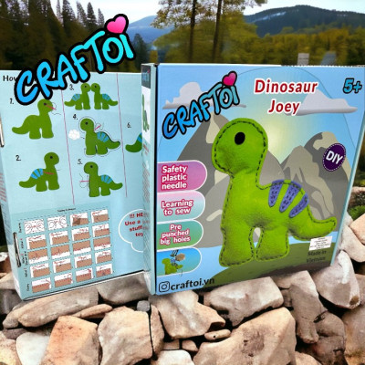 KIM NHỰA Bộ Thủ Công Trẻ Tự Làm Thú Bông 5+ DINOSAUR JOEY Craftoi Felt Sewing toy prepunched holes plastic needle