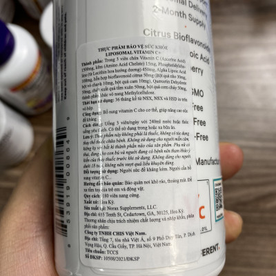 Codeage Liposomal Vitamin C Hộp 180 Viên - Viên uống tăng đề kháng - Nhập Khẩu Chính Ngạch Có Tem Phụ Tiếng Việt, Tem Chống Hàng Giả