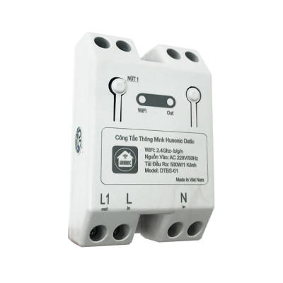 Công tắc thông minh ĐIỀU KHIỂN TỪ XA qua wifi HUNONIC DATIC 1 Kênh 500W - Cơ Điện Shop