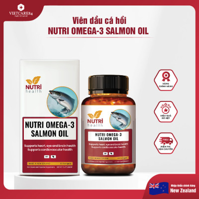 Viên Dầu Cá Hồi New Zealand Nutri Omega-3 Salmon Oil 60 Viên | Hỗ Trợ Sức Khỏe Mắt, Não, Tim - Nhập Khẩu Chính Hãng