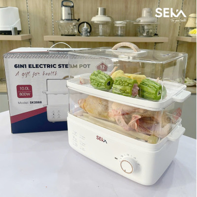 Nồi hấp điện 2 tầng SEKA SK2088 hàng dung tích 10L hấp cá, gà nguyên con hàng nhập khẩu