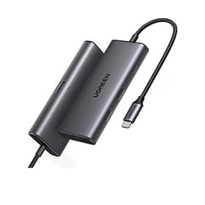 Ugreen 15531 USB type C sang 1 x HDMI 4K30Hz + 1 x USB-C 3.2 + 1 x USB-A 3.2 10Gbps + SD + TF + USB-C PD 100W Bộ chuyển 7in1 CM498 20015531 - Hàng chính hãng