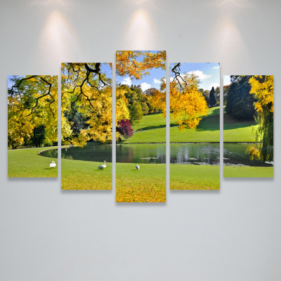Tranh Ghép Bộ 5 tấm, tranh Treo Tường Phong Cảnh Hiện Đại Treo Phòng Khách - PGLMN29