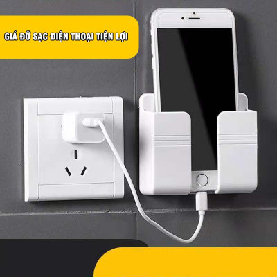 Khay đựng remote  - điện thoại dán tường có khe luồn sạc nhỏ gọn tiện lợi  ( Giao màu ngẫu nhiên ) - Hàng chính hãng 