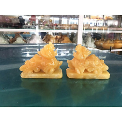 Cặp Tỳ Hưu phong thủy đá Ngọc hoàng long - Dài 8 cm