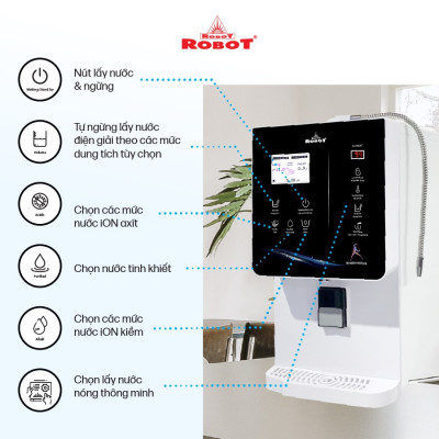 Máy Lọc Nước Điện Giải Ion Kiềm ROBOT IonQueen 1113 Chế Độ Nóng Nguội Lạnh - Hàng Chính Hãng