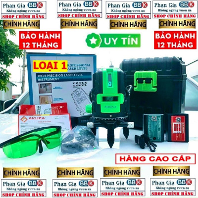 [chính hãƞg] Máy Cân Mực 5 Tia Xanh AKUZA Siêu Sáng, Bộ máy 2 pin, Bảo Hành 1 Năm