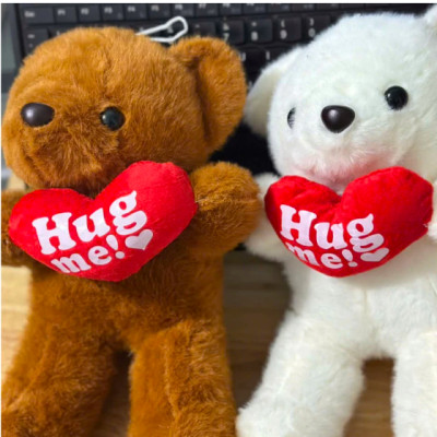 Thú nhồi bông teddy ôm tim hugme đáng yêu - Size 28cm - Quà tặng gấu Teddy lông mịn size mini cho bé