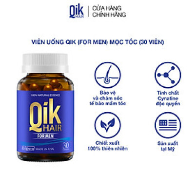 Viên uống QIK HAIR (cho Nam) hỗ trợ giảm rụng, mọc tóc chắc khỏe (30 viên)