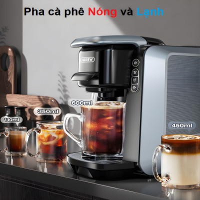 Máy pha cà phê 4 trong 1, Espresso, Viên Nén Nespresso, Nescafe Dolce, Kcup Thương hiệu Mỹ cao cấp HiBREW - H6 - HÀNG CHÍNH HÃNG