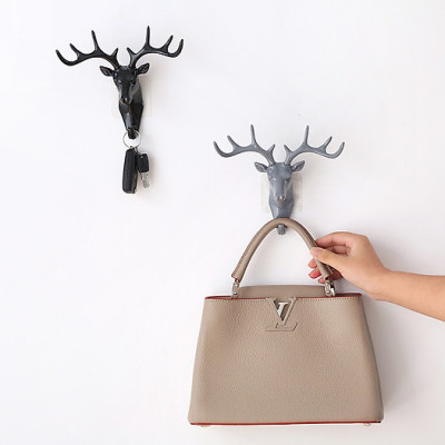 Móc dán tường treo đồ đa năng treo quần áo mũ chìa khóa decor trang trí nhà cửa hình đầu nai sừng hươu (GIAO MÀU NGẪU NHIÊN)