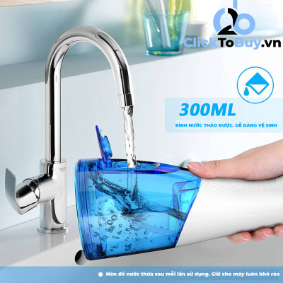 Tăm nước cầm tay H2ofloss HF-2 phiên bản nâng cấp được phân phối độc quyền với nút mở bình nước tiện lợi, tặng kèm 7 đầu tăm, củ sạc nguồn thấp