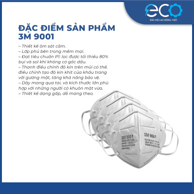 Khẩu trang 3M 9001 lọc 90% bụi mịn và khí thải chuẩn N90