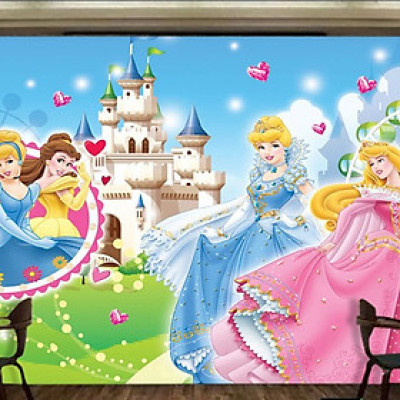 Tranh dán tường 3D 3 nàng công chúa 1 TB53
