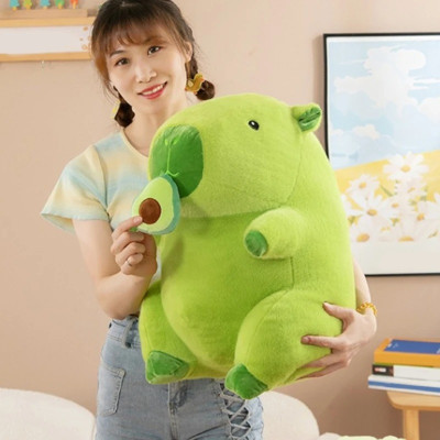 Thú nhồi bông capybara ăn bơ cute - Size từ 30cm đến 50cm - Quà tặng chuột lang nước xanh bơ êm mịn.