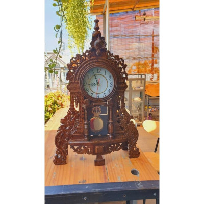 Đồng Hồ Gỗ Mun Đuôi Công Quả Lắc, Phong Cách Tân Cổ Điển, Máy Kim Trôi - Bảo Hành 2 Năm