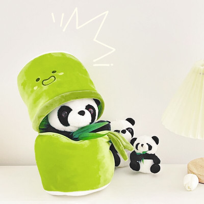 Thú nhồi bông gấu trúc trong ống tre 2 trong 1 - Size từ 25cm đến 50cm - Quà tặng gấu trúc nhồi bông êm mịn dễ thương - Gối ôm mềm mịn cho bé