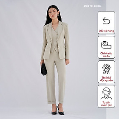 Set áo blaze kết hợp cùng áo gile & quần âu Maddy thiết kế cao cấp WHITE CHIC