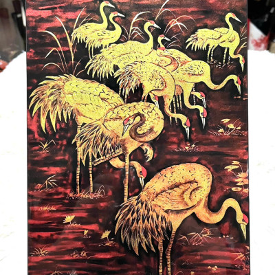 Tranh sơn mài - vẽ màu kết hợp dát vàng/ bạc Thanh Bình Lê, hàng xuất khẩu 20x30 cm