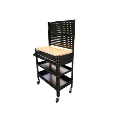 XE ĐẨY DỤNG CỤ 1 NGĂN KÉO CÓ MẶT BÀN GỖ VÀ TẤM TREO