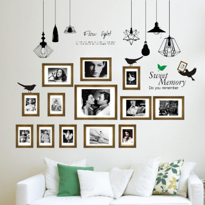 Decal dán tường kết hợp Đèn dây và khung tranh XH856 +XH5206 [ Size Lớn ] 