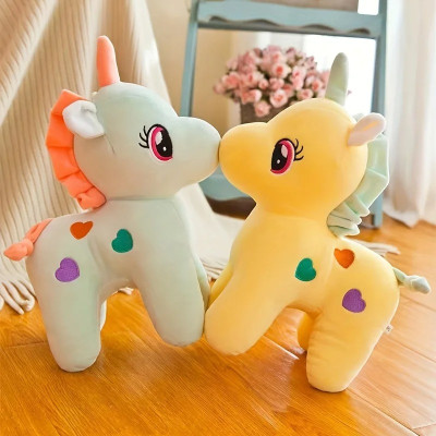 Thú nhồi bông kỳ lân hoạ tiết tim - Size 22cm - Màu ngẫu nhiên - Quà tặng gấu bông ngựa kỳ lân Unicorn đáng yêu.