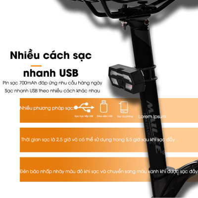 Đèn Hậu Xi Nhan Xe Đạp LY-5509 Điều Khiển Từ Xa 700mAh Có âm thanh khi rẽ Sạc USB An Toàn Ban Đêm, Chống nước đi mưa - Mai Lee