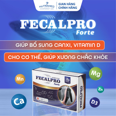 Viên uống Fecalpro Forte hỗ trợ bổ sung Canxi hữu cơ, khoáng chất giúp xương khỏe mạnh (30 viên) - Nutramed
