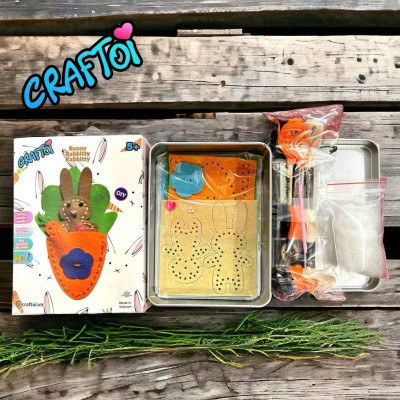 KIM NHỰA Bộ Thủ Công Trẻ Tự Làm Thú Bông 5+ Bunny Babbitty Rabbitty Craftoi Felt Sewing DIY toy with safety needle