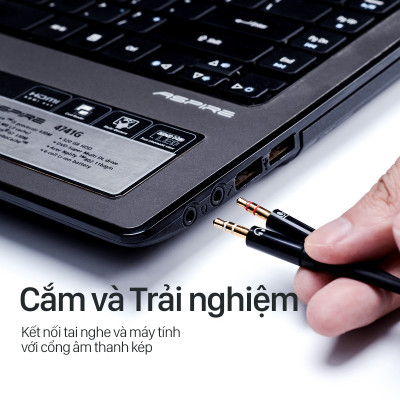 Cáp gộp tai nghe 2 vào 1 Jack 3.5mm - Cáp audio 2 dương 1 âm cho máy tính, laptop hỗ trợ loa và mic chính hãng Vention BBTBY - Hàng chính hãng