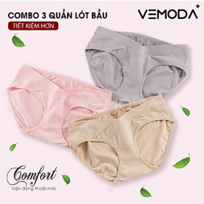 Combo 3 Quần lót bầu cạp chéo nâng bụng cao cấp. Bộ 3 Quần lót cho bà bầu và sau sinh