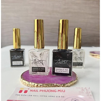Chai Cồn Loang B281 Trắng Đen 15ml, Sơn Cồn Loang Thủy Tinh Cao Cấp, Tạo Hiệu Ứng Vân Đá Đẹp Mắt, Làm Nail Chuyên Nghiệp
