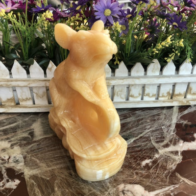 Tượng con Chuột giáp phong thủy đá ngọc hoàng long trang trí phòng khách, bàn làm việc - Cao 20 cm