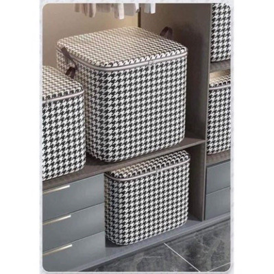 Túi Đựng Quần Áo Sọc Đen Trắng – Gấp Gọn, Có Khóa Kéo, Đựng Chăn Gối Tiện Lợi