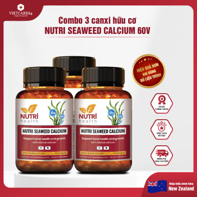 Bộ 3 Hộp Viên Uống Canxi hữu cơ nhập khẩu chính hãng Nutri Seaweed Calcium 60 viên
