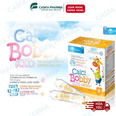 Canxi Hữu Cơ cho Bé Canxi BOBBY, L Lysine, D3K2, Hỗ Trợ Phát Triển Chiều Cao, 20 gói