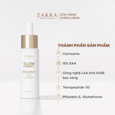 [BẢN MỚI] Serum Vitamin C Zakka Naturals GlowFruit+ Brightening Radiance Concentrate 20ml