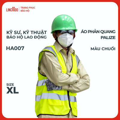 Áo phản quang Palize với dải Phản quang Poly sáng 5cm màu CHUỐI - Mã HA007